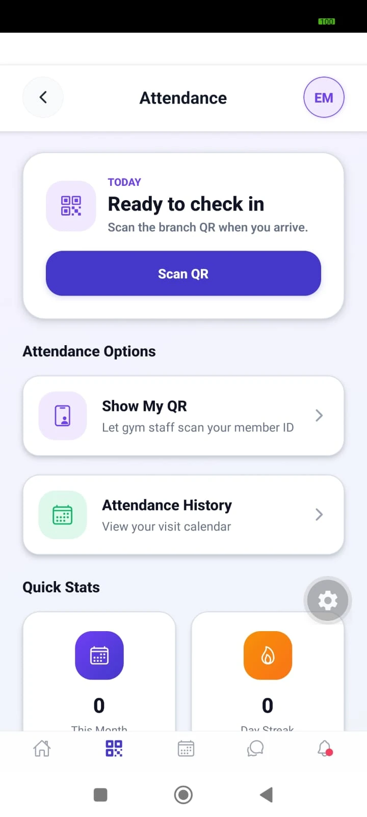 Nexicat member attendance view in the mobile app